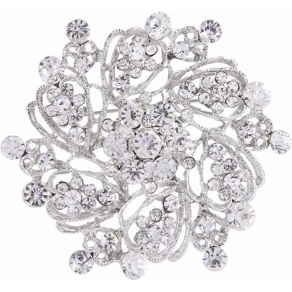 Soleilie Wedding Corsage Jewelry Austrian Crystal Elegant Flower Wreath Brooch Pin for Women
