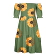 thumbnail image 4 of EGNMCR Robes d'Été Femmes Tendance Robe d'Été pour Femmes Imprimée à Manches Courtes Épaules Froncées, 4 of 5