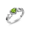 Gem Stone King 925 Sterling Silver Heart Shape Green Peridot Ring For Women (0.66 Cttw, Gemstone Birthstone, Available In Size 5, 6, 7, 8, 9)