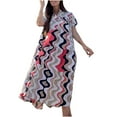 thumbnail image 4 of Mefallenssiah Femmes Mode Vacances d'Été Impression Col Rond Bouton Manches Courtes Robe en Vrac, 4 of 9