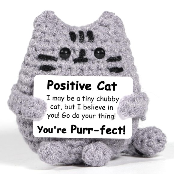Cartel decorativo AiCase Positive Crochet Cat Chunky