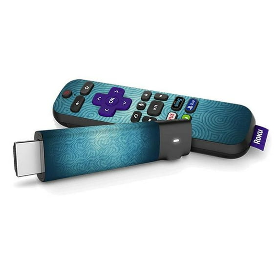 Skin Decal Wrap Compatible With Roku Streaming Stick + Sticker Design Blue Swirls