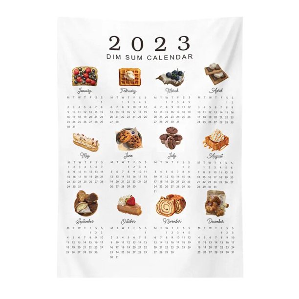 Calendario de Año Nuevo Kawaii 2023, calendario de pared, fondo, pintura de tela, dormitorio, decoración de niña, utilería de fondo para fotografía