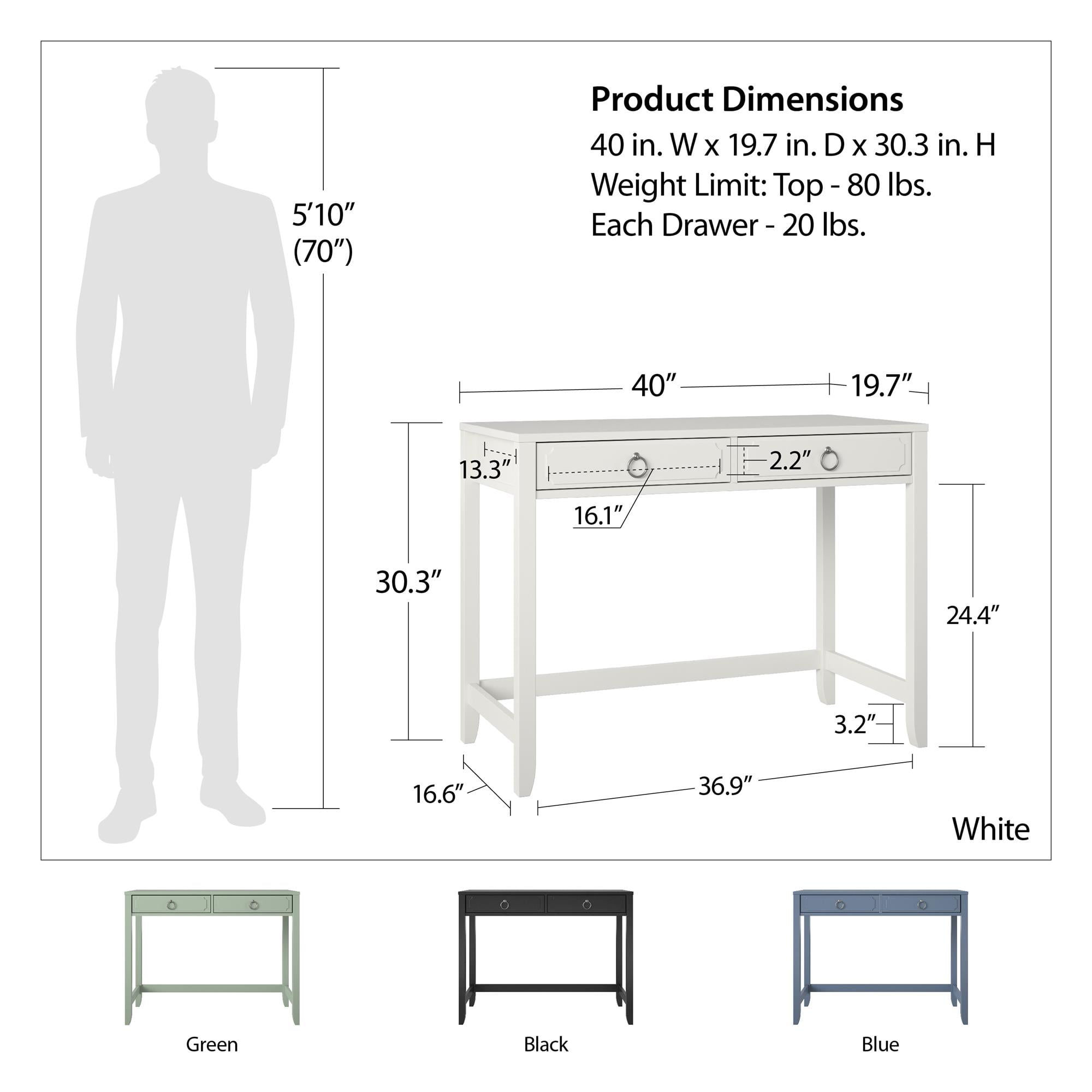Her Majesty 2 Drawer Writing Desk, White