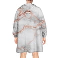 thumbnail image 2 of Gray Rose Gold Marble Pattern Wearable Oversized Blanket,Wearable Blanket Hoodie for Adults,Cozy Hooded Blankets with Super Pockets,Super Warm Fuzzy Pullover for Women & Men, 2 of 6
