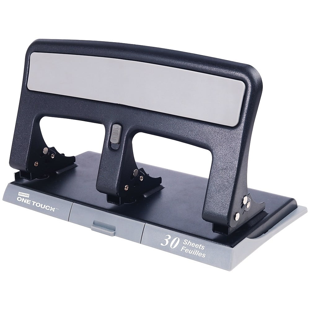 Staples One-Touch 26614 Heavy-Duty 3-Hole Punch 30-Sheet Capacity Black