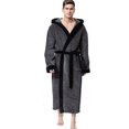 thumbnail image 1 of Hooded Patch Bag Men's Bathrobe Men's Wide Leg Loose Trendy, 1 of 6