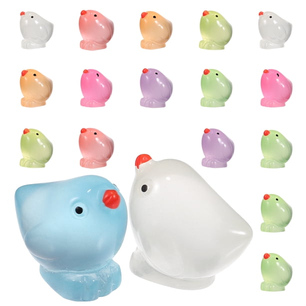 MSUIINT Adorno de pollito de dibujos animados, linda figura de animal, micro paisaje, resina, ornamento para manualidades, mini animales, pollos, decoración en miniatura de pollitos multiusos (tipo D
