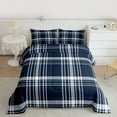 thumbnail image 2 of Manfei Geometric Stripe Plaid Queen Comforter Set,Modern Minimalism Aesthetic Bedding Sets,White Deepblue Bedding Comforter Set For Adults,Super Cozy Room Decor Reversible,3-Piece, 2 of 8