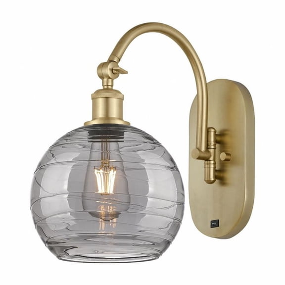 518-1W-SG-G1213-8SM Innovations Lighting Athens Deco Swirl - 1 Light Arm Swivels Side to Side Wall Sconce In Industrial Style-13.38 Inches Tall and 8