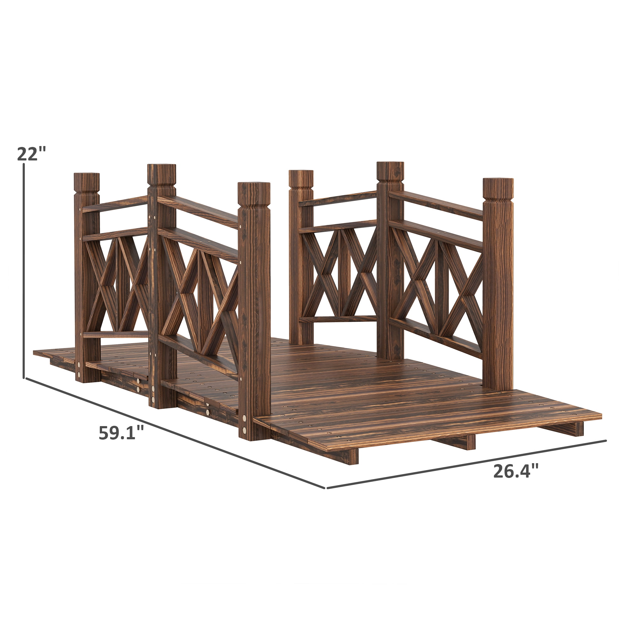Garden Bridge, Wooden Garden Bridge Footbridge for Backyard Ponds, Creeks, Streams