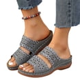 thumbnail image 2 of longantii Womens Orthopedic Sandals Arch Support Flat Wedge Sandals Wide Width Non Slip Slip on Walking Shoes Beach Vacation 2026 Orthopedic Shoes Gray, 2 of 5