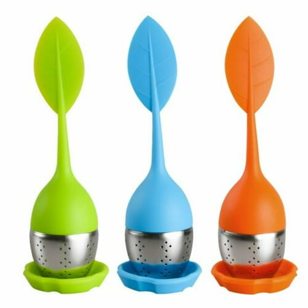 

Silicone Loose Leaf Tea Infuser Stainless Steel Herbal Spice Filter Diffuser Green+Blue+Orange
