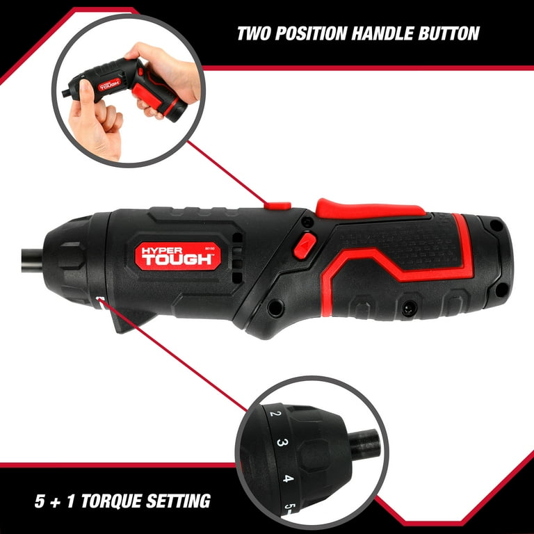 Hyper Tough 4 Volt Max Lithium Ion Cordless Rotating Screwdriver with Charger 80150 Walmart