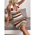 thumbnail image 5 of Women'S Summer Y2k Halter Dress Striped V Neck Open Back Collared Knit Bodycon Mini Dresses Army Green L, 5 of 9