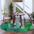 thumbnail image 4 of Green Geometric Round Rug 8ft Washable Circle Rugs Non Slip Abstract Art Modern Painting Large Area Rug Indoor Floor Carpet for Bedroom Kitchen Living Room Home Office Dining Room Nursery, 4 of 8