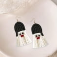 thumbnail image 5 of Cotton Thread Ears Christmas Series Bohemian Jewelry Santa for Holiday Girls Black Tassel, 5 of 8