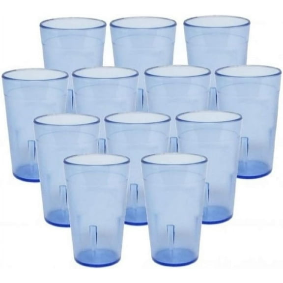 TrueCraftware- Set of 12 Pebbled Tumbler/Drinking Cups 16-Ounce Blue Color- Reusable Premium Water Iced Tea Glasses Stackable Dishwasher Safe Break-Resistant for Home and Restaurants