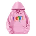 thumbnail image 4 of Spazoro Girls Hooded Sweatshirts, Soft & Comfy Long Sleeve Love Print Fashion Fall Winter Tops for Girls Pink Size 11 T, 4 of 4