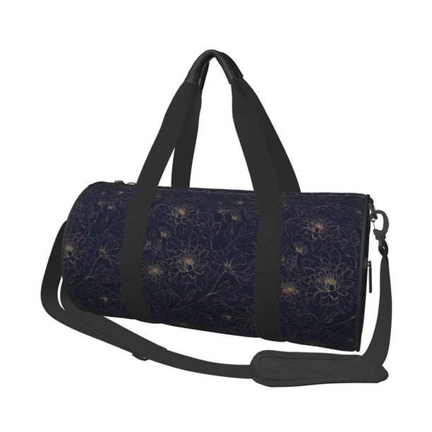 Balery Copper-Gold Gloss Outline Chrysanthemum Bolsa de Gimnasio para Mujeres y Hombres, Bolsa de Viaje Impermeable, Bolsa de Fin de Semana con Compartimento para Zapatos y Bolsillo Húmedo