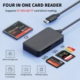 thumbnail image 3 of Hoibon Memory Card Reader 4 in 1 USB C to SD Micro SD MS CF Card Reader Adapter Compatible with iPhone 15 Pro/Max, MacBook Pro/Air 2023, iPad Pro, iMac, S23, XPS 17, Surface Book 3 and More - 2*Black, 3 of 10