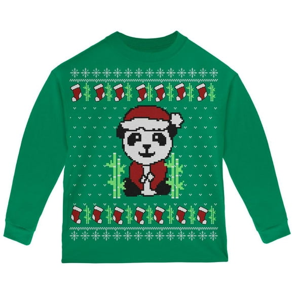 Moche Chandail de Noël Panda Enfant en Bas Âge à Manches Longues T-Shirt