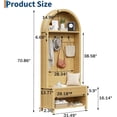 thumbnail image 2 of LSKTGA 70.86-inch Entryway Hall Tree, Farmhouse-Style Wooden Coat Rack Freestanding, Entryway Organizer with Four Hooks, Standing Shoe Rack With  for Hallways, Foyers, and Living Rooms, Natural, 2 of 8
