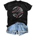 thumbnail image 4 of Sakmal Baseball Mom T Shirts Crew Neck Short Sleeve Baseball Heart Graphic Baseball Shirts Black T-Shirts Going Out Tops for Women, 4 of 4