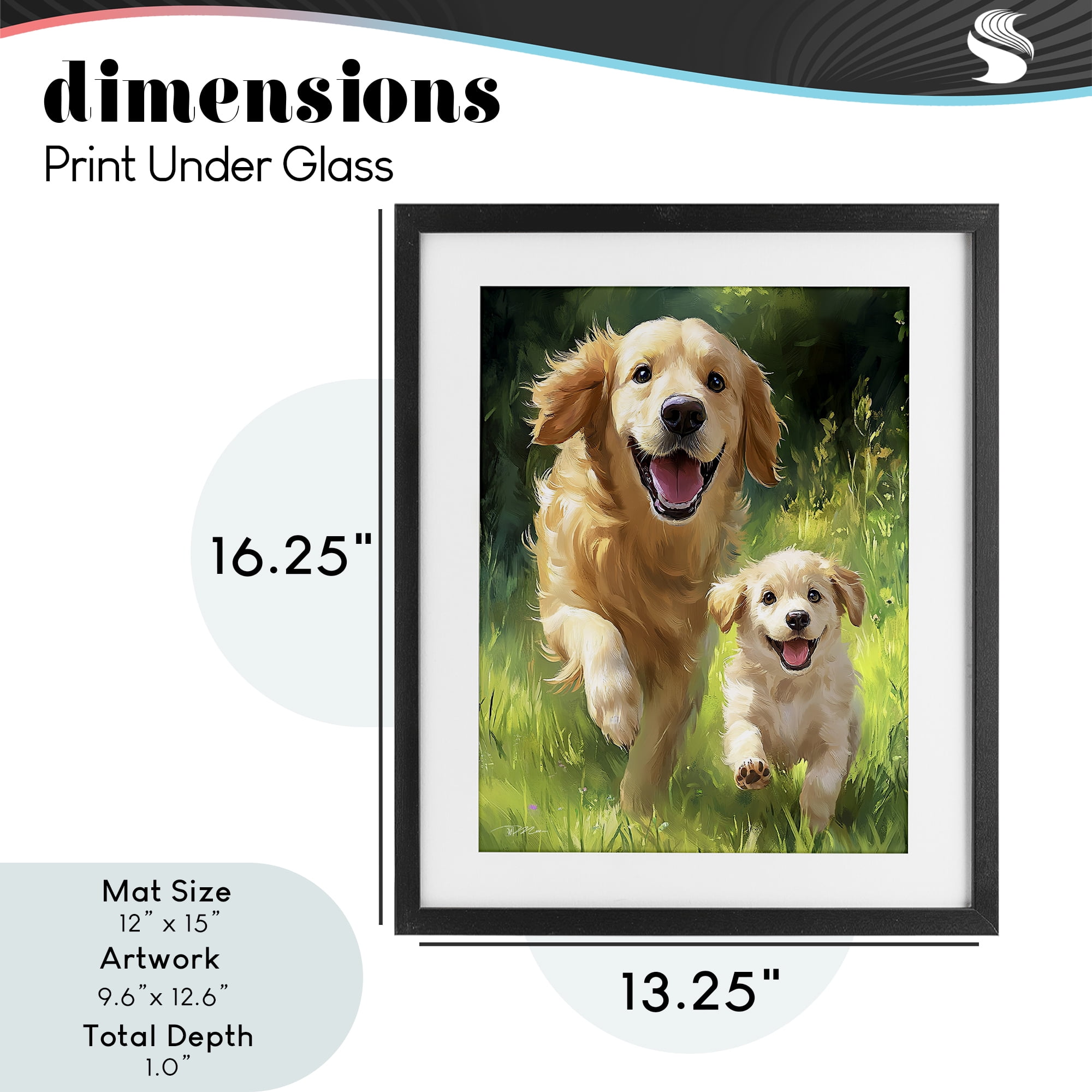 Father & Son Labrador Black Framed Print Under Glass, design by Momart