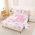 thumbnail image 2 of Manfei Aesthetic Pink Bow Bed Sheets For Girls,3D Fashion Letter H Monogram Letter King Sheets For Kids,4pcs, 2 of 6