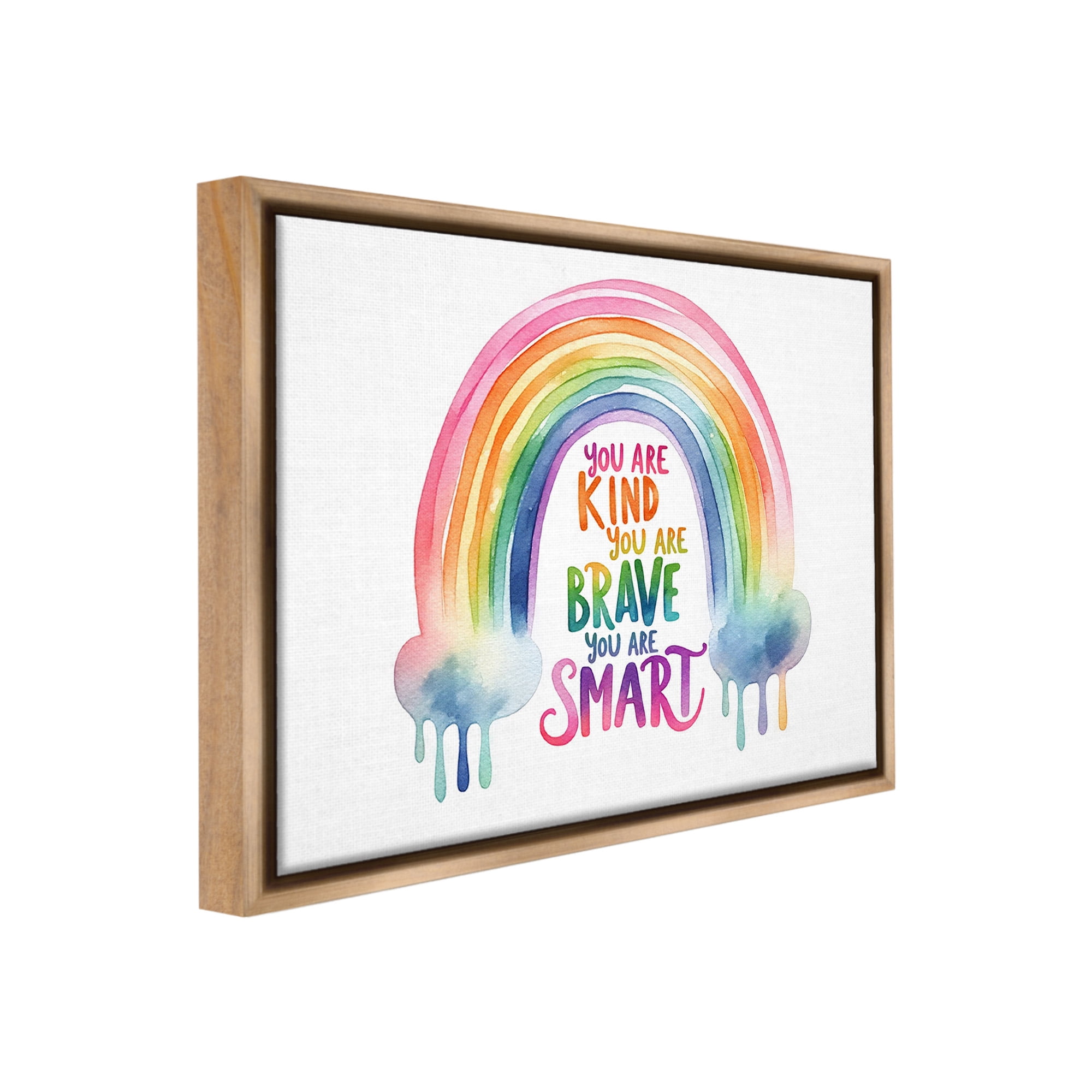 Stupell Industries Modern Inspirational Rainbow Inspirational Painting Brown Floater Framed Canvas Art Print Wall Art, 31 x 25