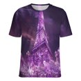 thumbnail image 5 of Blossoming Paris Eiffel Tower Women's Short Sleeve Tops Casual Blouses T Shirt, 5 of 6