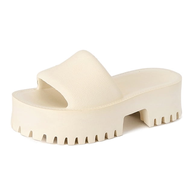 Sandalias Zuecos G para mujer, chanclas gruesas de plástico impermeables, verano versátil (blanco 11)