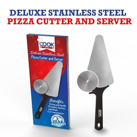 CookArt Deluxe Stainless Steel Pizza Cutter & Server Slicer Blade Strong