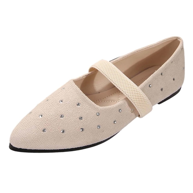 Fashion Pointed Toe Flat Slip On Casual Shoes With Rhinestone Comfortable Loafers
