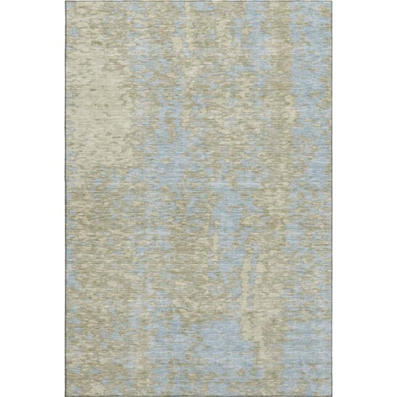 HomeRoots 675413 9 x 12 ft. Beige & Blue Abstract Washable Machine Made Rectangle Area Rug with UV Protection