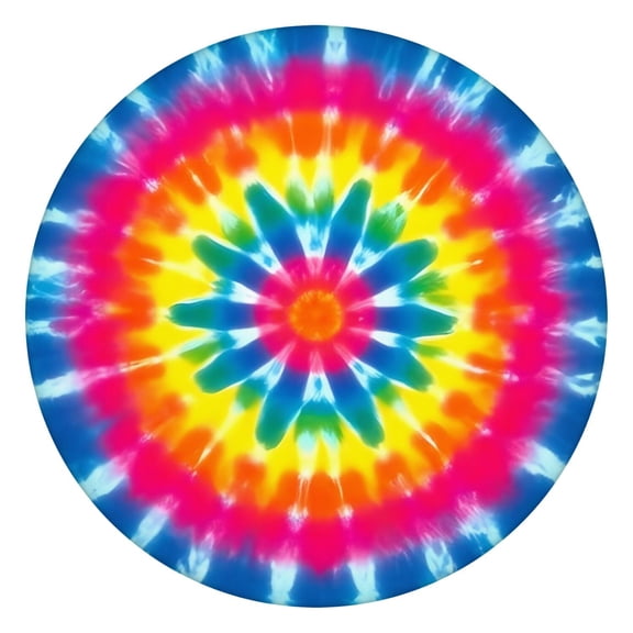 Colorful Rainbow Tie Dye Spiral Pattern Round Fitted Tablecloth with Elastic Edge,Dining Table Cover Waterproof,Outdoor Round Tablecloth for Camping,Dining,Indoor and Outdoor