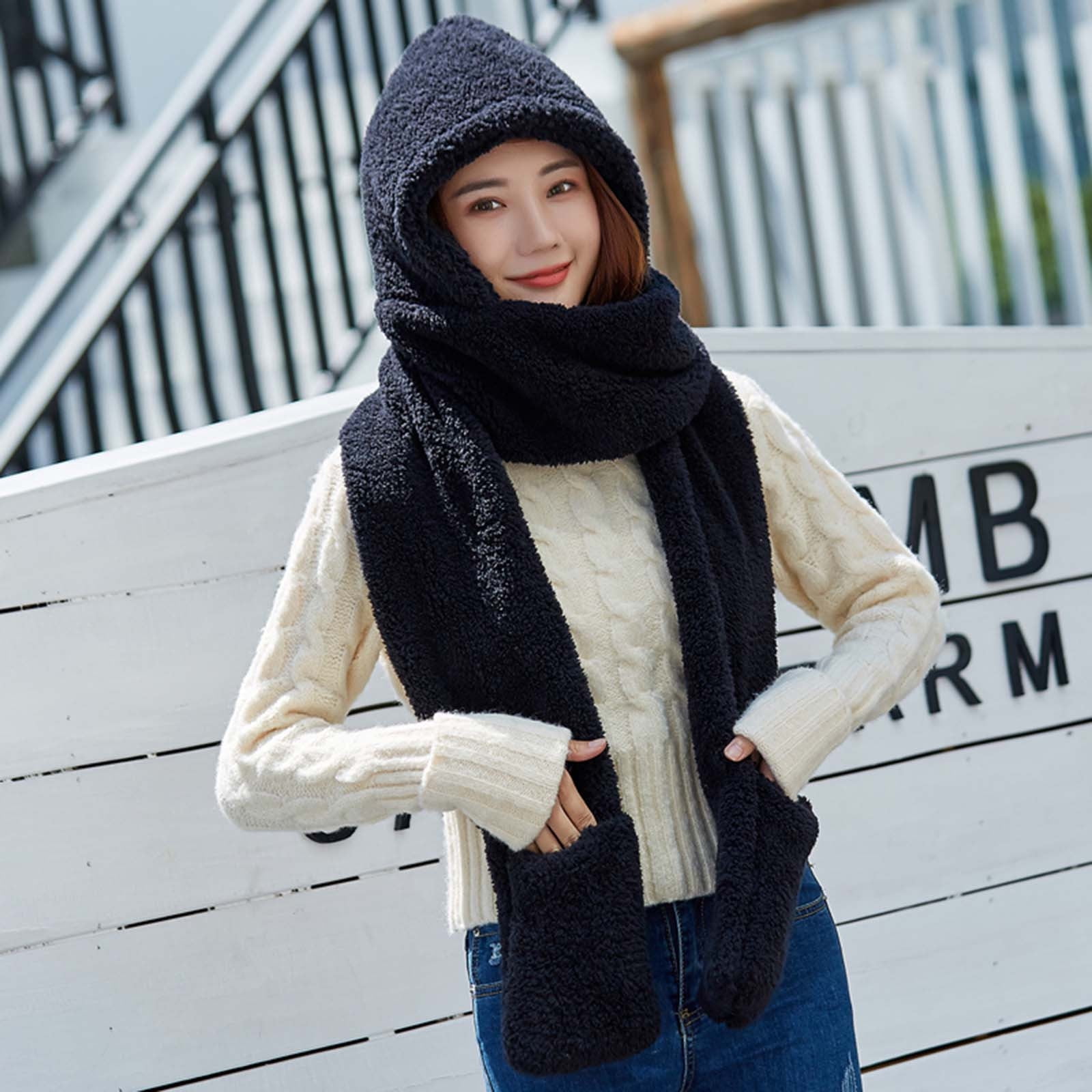 Ensemble Bonnet écharpe Gants Femme 3 En 1 - Bonnet Doublé Polaire Avec Pompon, écharpe Longue 180cm, Gants Tactiles Smartphone - Chaud Et Stylé Pour L'hiver