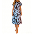 thumbnail image 2 of Xdegoge Womens Boho Dresses Leaves Prints Dress Short Sleeve Crew Neck Midi Outfits High Waisted Elegant Casual Summer Clothing for Business, 2 of 6