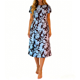 thumbnail image 1 of Vestido Casual de las Mujeres Cuello Redondo Estampado Floral Elástico Mini Vestido, Primavera Verano Fiesta Desgaste, 1 of 6