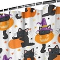 thumbnail image 3 of Halloween Black Cats with Pumpkins and Witch Hats Shower Curtain 72"x72" ,Bathroom Decorative Shower Curtains Set with 12 Hooks,Modern Waterproof Washable Shower Curtain, 3 of 6