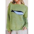 thumbnail image 3 of TinyCribz Women's Fish Knit Sweater, Meadow Mist Green Casual Pullover XL, 3 of 12