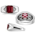 thumbnail image 3 of Mens 3.75 Carat (ctw) Lab Created Emerald-Cut Ruby Ring in 14K White Gold with Diamonds, 3 of 5