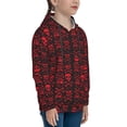 thumbnail image 3 of Balery Red Skulls With Crossbones Pattern Boys Hoodie, Youth Pullover Hooded Sweatshirt, Kangaroo Pocket Hoodie for Kids Girls -, 3 of 6
