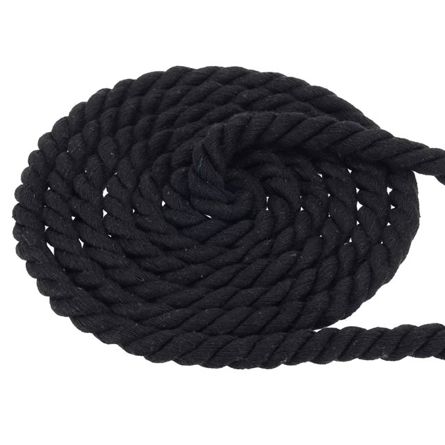 Unique Bargains Natural Twisted Cotton Rope 1/2 Inch x 82 Feet 3 Strand Tug of War Rope with Sealing Tape Black
