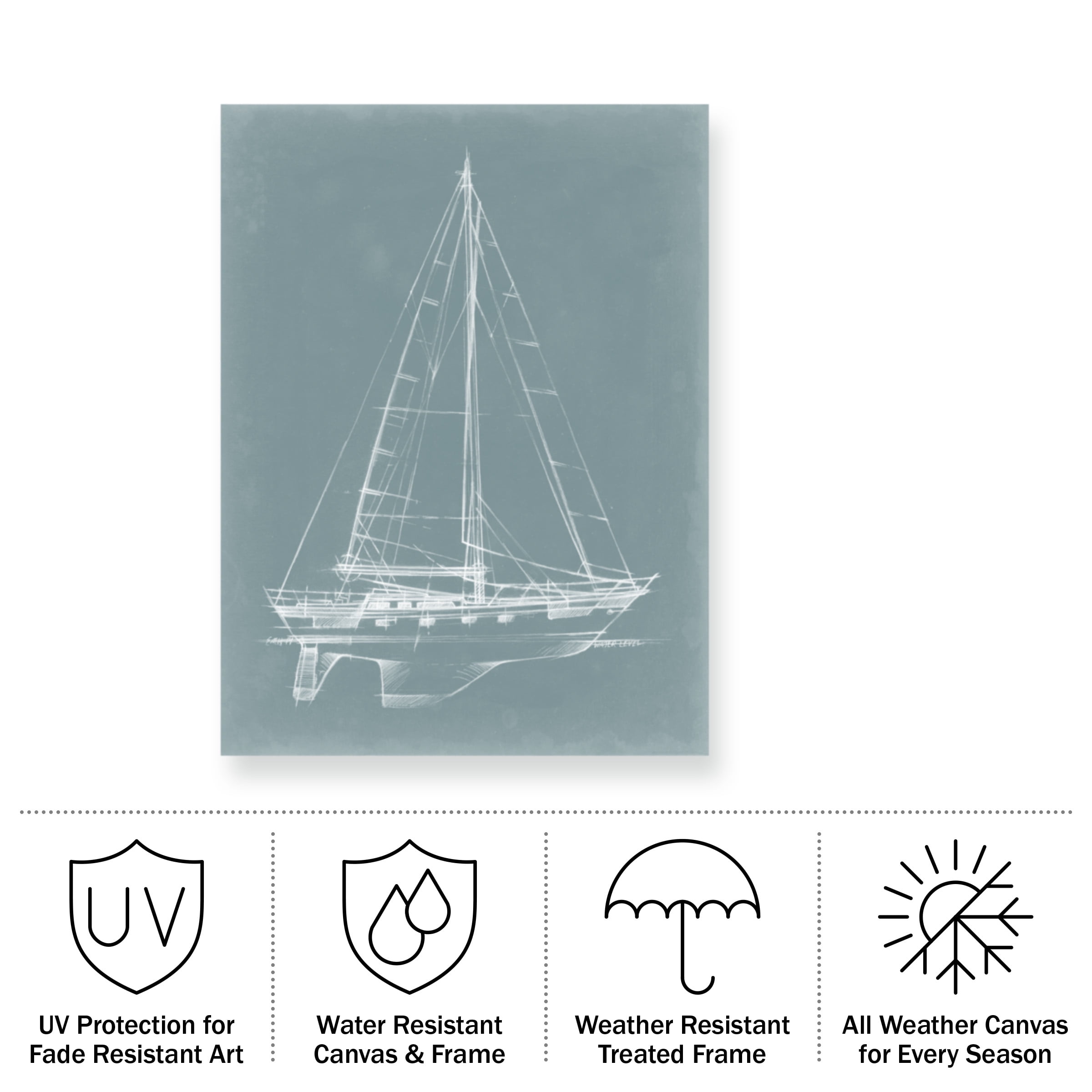 Ethan Harper 'Ua Ch Yacht Sketches II' Outdoor Canvas 47x47