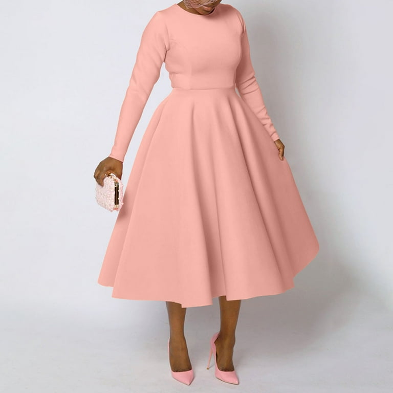 vintage pink long sleeve dress Emma's Timeless Grace Vintage Dress Light Pink / S