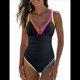 thumbnail image 2 of Traje de Baño de una Pieza para Mujer 2025 con Control de Abdomen, Diseño de Bloques de Color Neón, Cuello en V Profundo y Adelgazante Negro L, 2 of 8