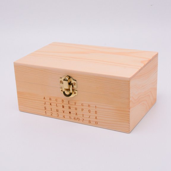 Rectangle Unfinished Wooden box with Hinged Lid and Front Clasp for Alphabet Stamp Findings BurlyWood 17.5x11x7.8cm