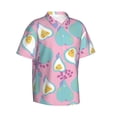 thumbnail image 2 of Hawaiian Shirt For Men, Cute Blue Yellow Pear Mens Button Down Short Sleeve Shirt, Summer Beach Shirts For Men, 2 of 2